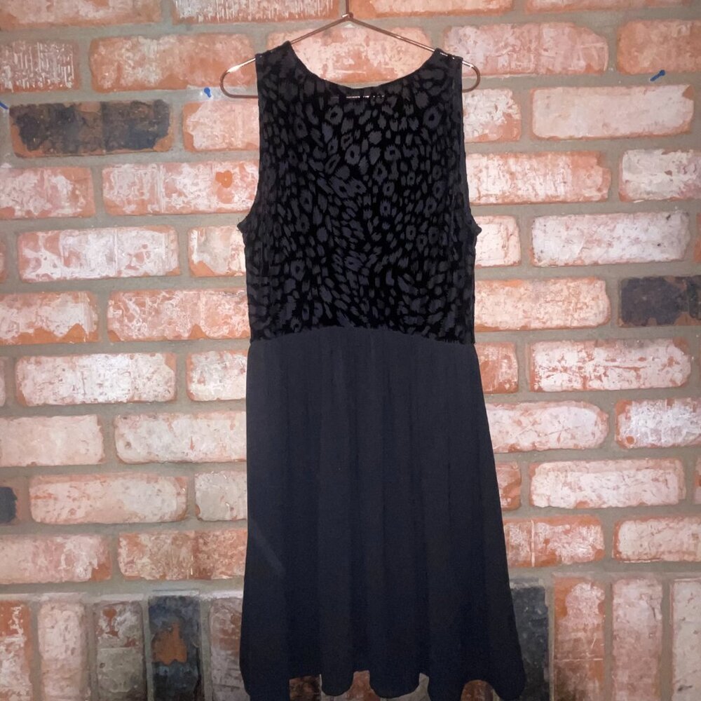 Forever 21+ 2X Black Sheer Velvet Floral Fit & Flare Dress - Picture 3 of 10